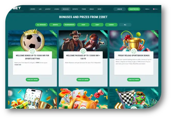 22Bet - Promotions Page (en)