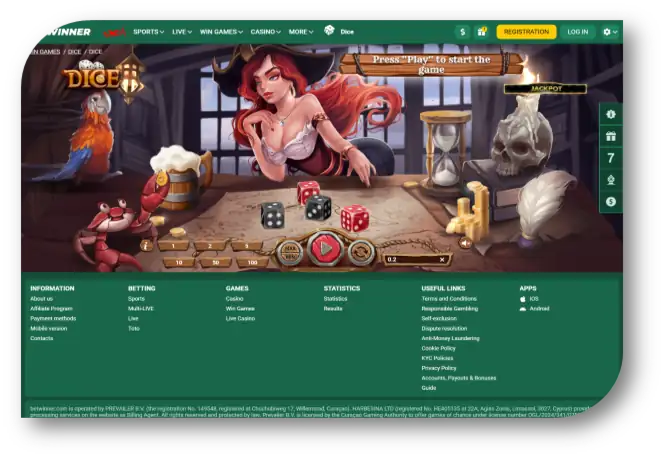 BetWinner - Dice Page (en)