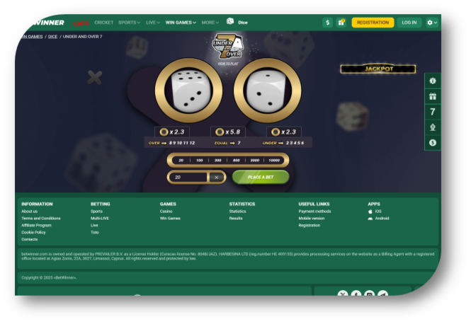 BetWinner - Over Under Page (en)