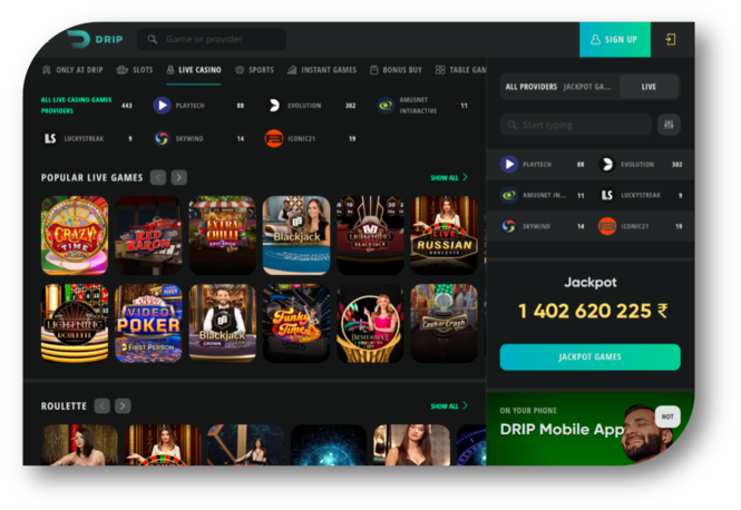Drip - Live Casino Page (en)