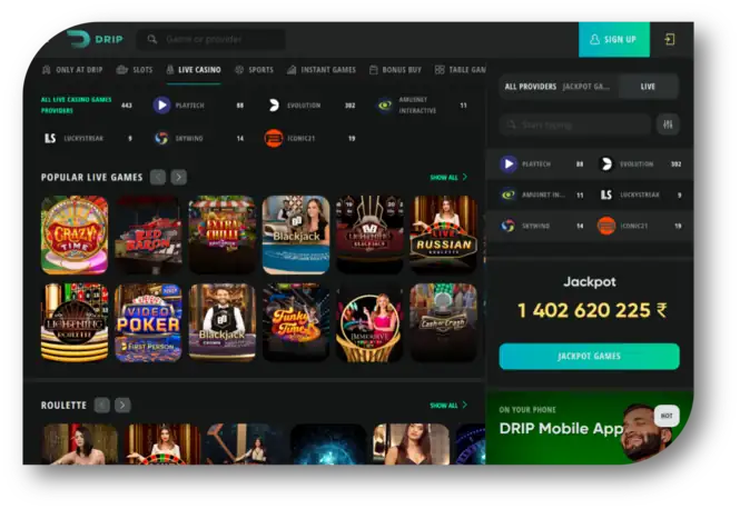 Drip - Live Casino Page (hi)