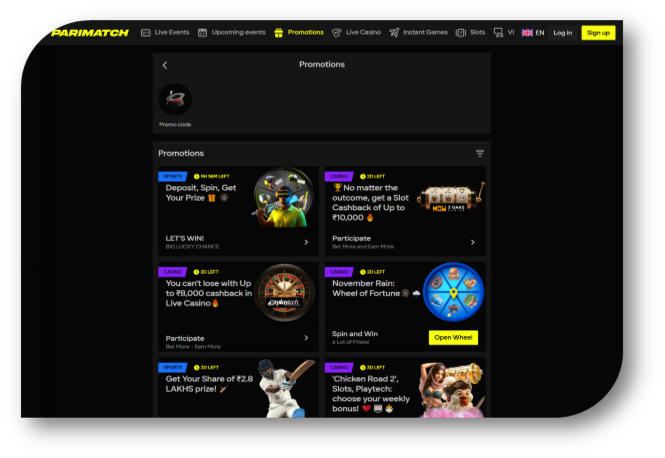 Parimatch - Promotions Page (en)