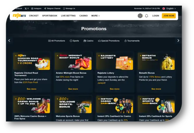 Rajabets - Promotions Page (hi)