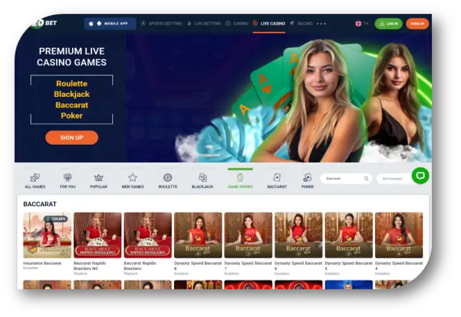 Baccarat - List Page (20Bet) (hi)