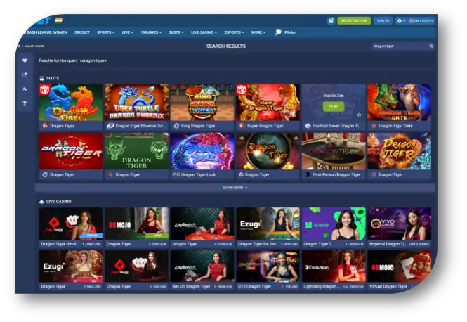 Dragon Tiger - List Page (1xBet) (en)