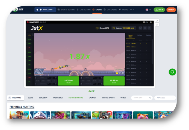 JetX- Game Page (20Bet) (en)